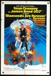 8h274 DIAMONDS ARE FOREVER 1sh '71 Sean Connery as James Bond 007 by Robert McGinnis!
