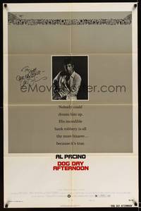 8h293 DOG DAY AFTERNOON style B signed 1sh '75 by Al Pacino, Sidney Lumet bank robbery classic!