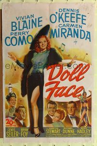 8h295 DOLL FACE 1sh '45 sexy full-length Vivian Blaine & Carmen Miranda, Perry Como, O'Keefe