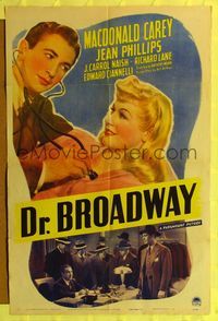8h304 DR. BROADWAY style A 1sh '42 Macdonald Carey gives pretty Jean Phillips a check-up!
