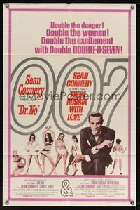 8h308 DR. NO/FROM RUSSIA WITH LOVE 1sh '65 Sean Connery is James Bond, double danger & excitement!
