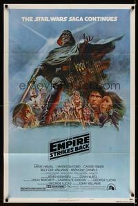 8h327 EMPIRE STRIKES BACK style B 1sh '80 George Lucas sci-fi classic, cool artwork by Tom Jung!