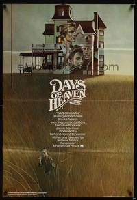 8h251 DAYS OF HEAVEN English 1sh '78 Richard Gere, Brooke Adams, cool artwork of cast!