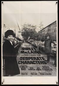 8h267 DESPERATE CHARACTERS English 1sh '71 close-up of Shirley MacLaine & Kenneth Mars on street!
