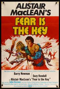 8h352 FEAR IS THE KEY English 1sh '73 Alistair MacLean, art of Barry Newman & Suzy Kendall!