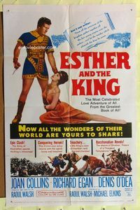 8h334 ESTHER & THE KING 1sh '60 Mario Bava, sexy Joan Collins in the title role & Richard Egan!