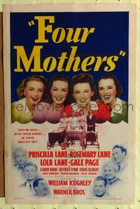 8h381 FOUR MOTHERS 1sh '41 Priscilla, Rosemary & Lola Lane plus Gale Page with babies!