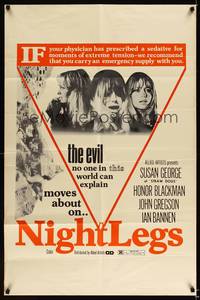 8h388 FRIGHT 1sh '71 terrified Susan George, Night Legs!