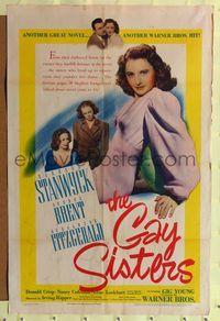 8h397 GAY SISTERS 1sh '42 sexy full-length image of bad sister Barbara Stanwyck!