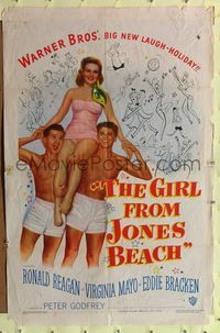 8h404 GIRL FROM JONES BEACH 1sh '49 Ronald Reagan, Eddie Bracken & sexy Virginia Mayo!