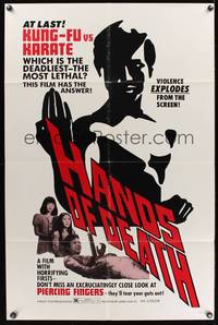8h446 HANDS OF DEATH 1sh '70s kung fu violence explodes from the screen!