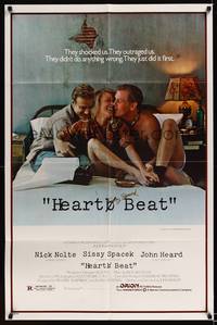 8h463 HEART BEAT signed 1sh '80 by Sissy Spacek, Nick Nolte, Spacek, & John Heard in bed together!