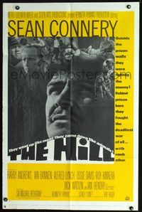 8h481 HILL 1sh '65 directed by Sidney Lumet, great close up of Sean Connery!