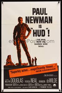 8h511 HUD signed 1sh '63 by Patricia Neal, Paul Newman is the man with the barbed wire soul!