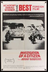 8h538 INVESTIGATION OF A CITIZEN 1sh '71 Gian Maria Volonte, cool image from film noir!