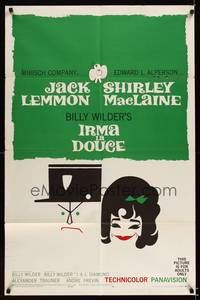 8h539 IRMA LA DOUCE style B 1sh '63 Billy Wilder, great art of Shirley MacLaine & Jack Lemmon!