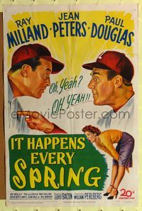8h542 IT HAPPENS EVERY SPRING 1sh '49 Ray Milland & Douglas on St. Louis Cardinals baseball team!