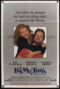 8h545 IT'S MY TURN style A 1sh '80 Jill Clayburgh embraces Mr. Wrong Michael Douglas!