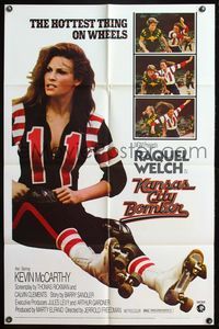 8h561 KANSAS CITY BOMBER original font 1sh '72 great image of sexy roller derby girl Raquel Welch!