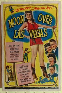 8h659 MOON OVER LAS VEGAS 1sh '44 great image of sexy cowgirl Anne Gwynne swinging lasso!