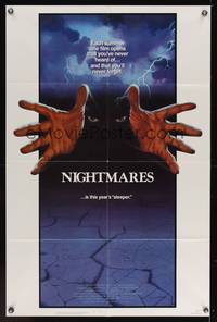 8h694 NIGHTMARES 1sh '83 cool sci-fi horror art of faceless man reaching forward!