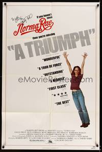 8h698 NORMA RAE style B signed 1sh '79 by Sally Field, the story of a woman with courage!