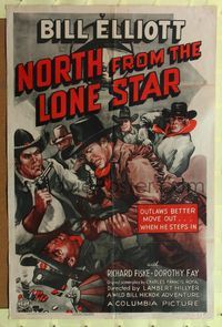 8h699 NORTH FROM THE LONE STAR 1sh '41 cool artwork of Wild Bill Elliott fighting in a casino!