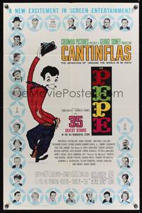 8h728 PEPE 1sh '61 cool art of Cantinflas, plus photos of 35 all-star cast members!