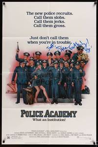8h739 POLICE ACADEMY signed 1sh '84 by Steve Guttenberg, Drew Struzan police artwork!