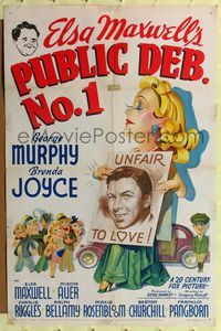 8h755 PUBLIC DEB. No. 1 1sh '40 cool artwork of George Murphy & Brenda Joyce!