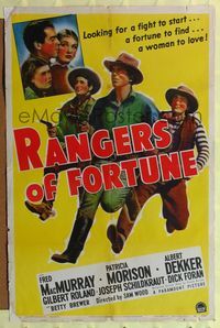 8h765 RANGERS OF FORTUNE style A 1sh '40 MacMurray & cowboys, Patricia Morison, bizarre design!