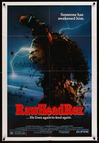 8h766 RAWHEAD REX 1sh '86 Clive Barker, cool monster art by S. Watts, it lives to feed again!