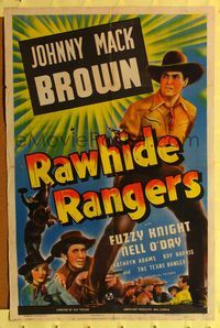 8h768 RAWHIDE RANGERS 1sh '41 Texas Rangers, Johnny Mack Brown, Fuzzy Knight!