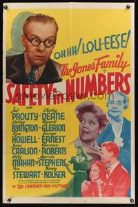 8h792 SAFETY IN NUMBERS 1sh '38 Jones Family, Jed Prouty, Shirley Deane, Spring Byington!