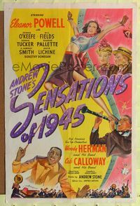 8h809 SENSATIONS OF 1945 1sh '44 Eleanor Powell, Woody Herman, W.C. Fields, Cab Calloway!
