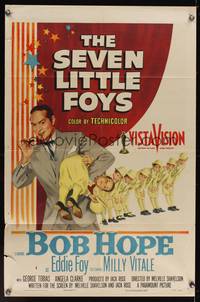 8h816 SEVEN LITTLE FOYS 1sh '55 Bob Hope performing on stage with his seven kids in wacky outfits!