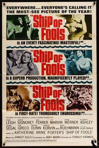8h829 SHIP OF FOOLS style B 1sh '65 Stanley Kramer's movie based on Katharine Anne Porter's book!