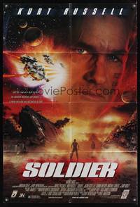 8h856 SOLDIER DS 1sh '98 huge close-up of Kurt Russell, wild sci-fi images!