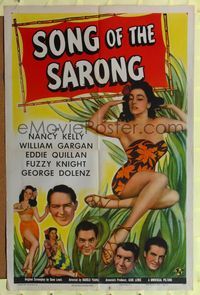 8h862 SONG OF THE SARONG 1sh '45 sexy tropical Nancy Kelly in sarong with hands at head!