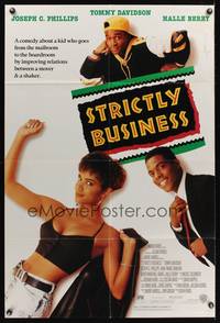 8h877 STRICTLY BUSINESS 1sh '91 close-up of sexy young Halle Berry, Tommy Davidson!