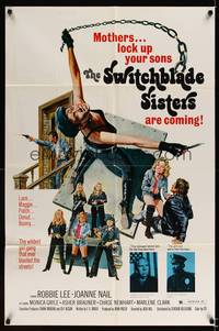 8h893 SWITCHBLADE SISTERS 1sh '75 classic wildest girl gang artwork image!