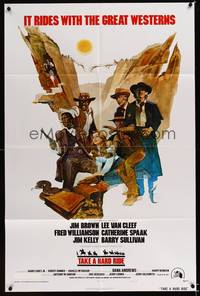 8h895 TAKE A HARD RIDE style A 1sh '75 Rogers art of Jim Brown, Lee Van Cleef & Fred Williamson!