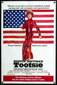 8h928 TOOTSIE advance 1sh '82 full-length Dustin Hoffman in drag!