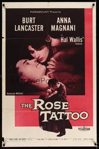 8h787 ROSE TATTOO 1sh '55 Burt Lancaster, Anna Magnani, written by Tennessee Williams!