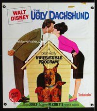 8h946 UGLY DACHSHUND/WINNIE THE POOH & THE HONEY TREE 1sh '66 artwork of great dane w/ tiny dogs!