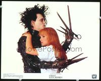 8j238 EDWARD SCISSORHANDS color 11x14 still '90 best romantic c/u of Johnny Depp & Wynona Ryder!