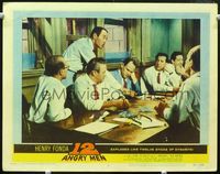 8j001 12 ANGRY MEN LC #5 '57 close up of Henry Fonda arguing with six jurors, Sidney Lumet