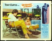8j012 40 POUNDS OF TROUBLE LC #5 '63 close up of Suzanne Pleshette & Claire Wilcox by pool!