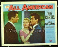 8j037 ALL AMERICAN LC #7 '53 close up of Lori Nelson betweenTony Curtis & Greg Palmer!