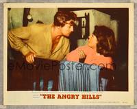 8j054 ANGRY HILLS LC #7 '59 close up of Robert Mitchum, who is suspicious of Elisabeth Mueller!